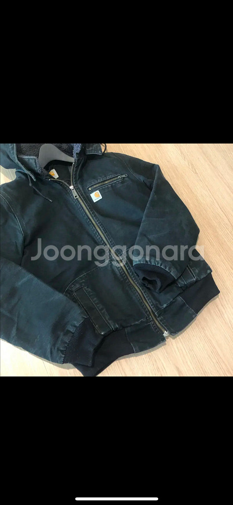 칼하트 여성 빈티지 워크 자켓 흑청 후드 힙걸 점퍼 코트--2