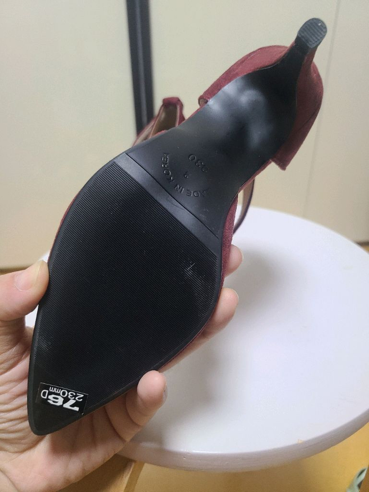 버건디 스웨이드 스트랩 힐 230mm--3