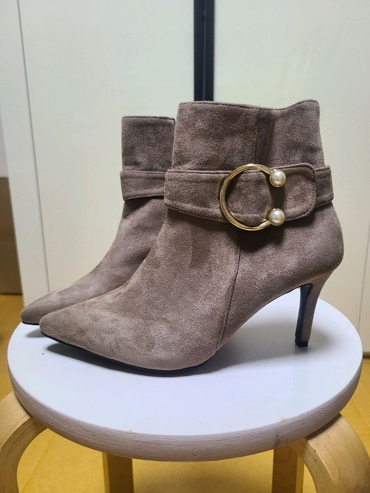 스웨이드 앵클 부츠 베이지 235mm, 버건디 250mm--2