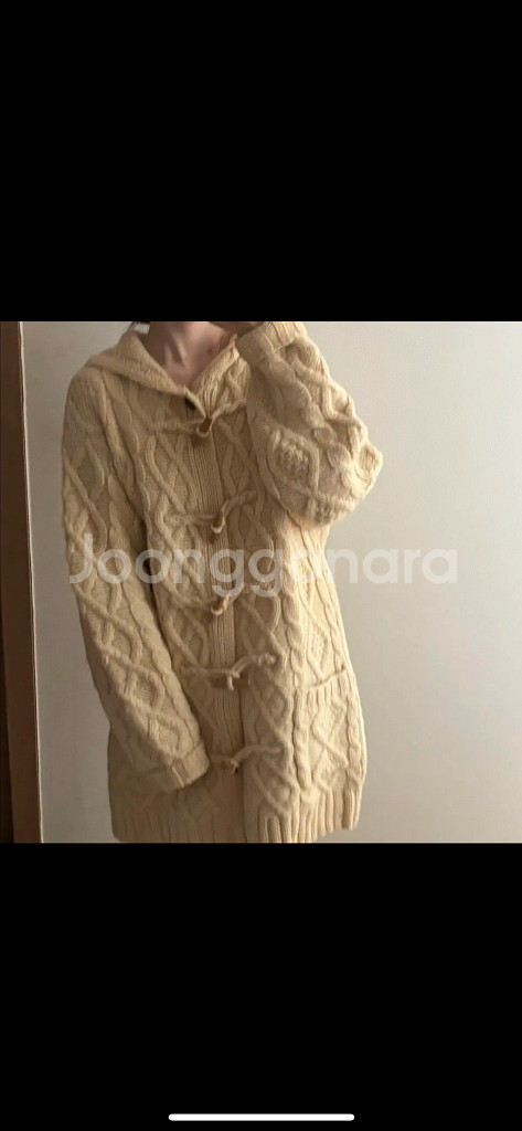 핸드메이드 떡볶이 빈티지 케이블 꽈배기 후드 니트 더플 코트 가디건 버터 울100--3