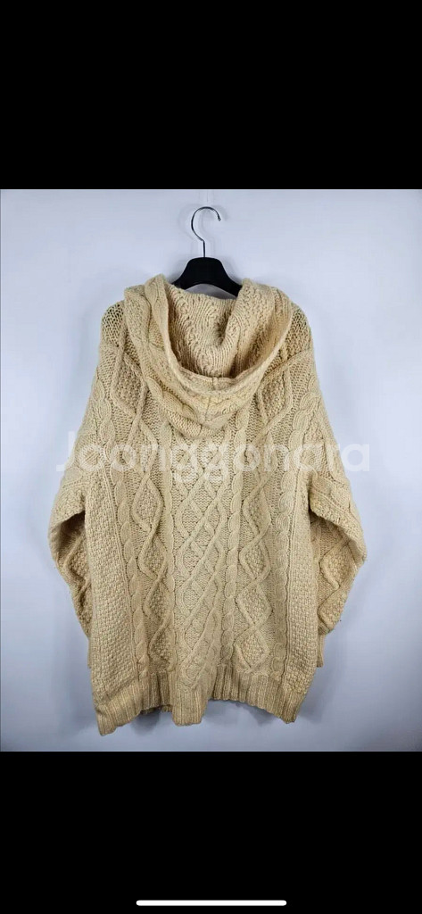 핸드메이드 떡볶이 빈티지 케이블 꽈배기 후드 니트 더플 코트 가디건 버터 울100--7