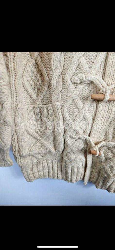 핸드메이드 떡볶이 빈티지 케이블 꽈배기 후드 니트 더플 코트 가디건 버터 울100--8