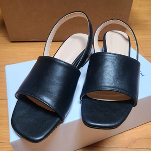 블랙 레더 뮬 샌들 슬링백 230mm