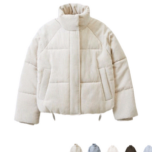 택포) 미착용 스파오 코듀로이 패딩 파스텔 푸퍼 베이지