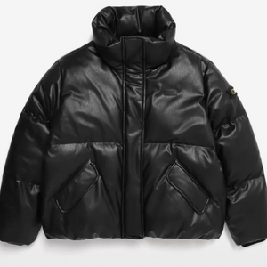 내셔널지오그래픽 여성 에코레더 구스다운점퍼 블랙