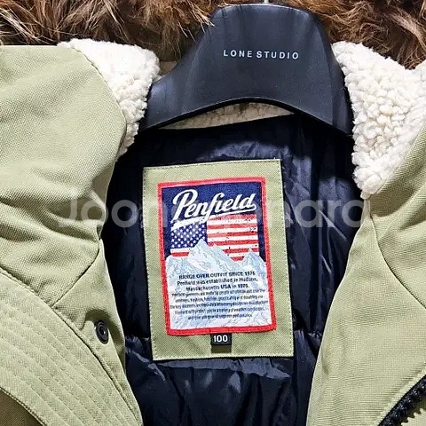 100) 펜필드 후삭 다운 패딩점퍼 그린 라쿤퍼--6