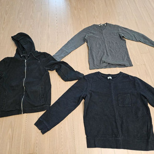 자라 남성 상의 3벌 (후드집업, 맨투맨, V넥)