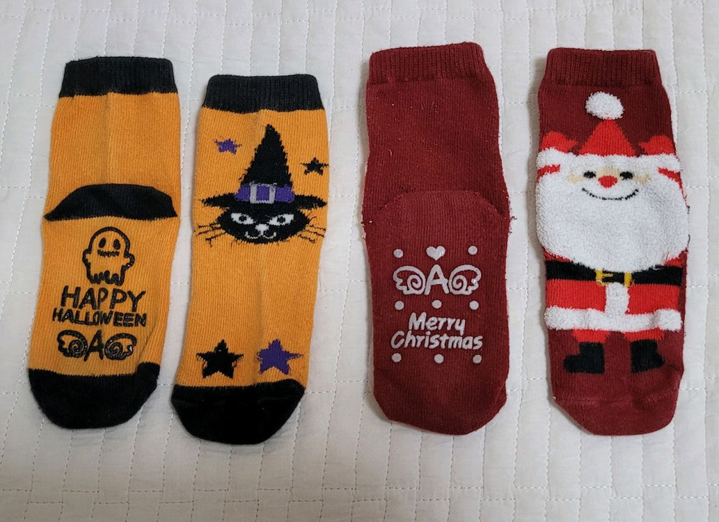 유아양말 2세트 5-3세 할로윈, 산타 크리스마스 아동 어린이--1