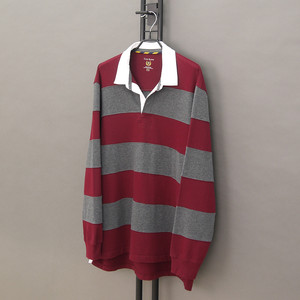 CLUB ROOM Macy's 클럽룸 그레이&버건디 럭비셔츠XXL 105 럭비티 카라티 폴로랄프로렌 프레피 아이비룩