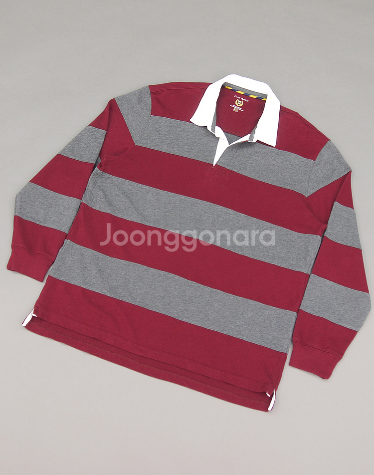 CLUB ROOM Macy's 클럽룸 그레이&버건디 럭비셔츠XXL 105 럭비티 카라티 폴로랄프로렌 프레피 아이비룩--1