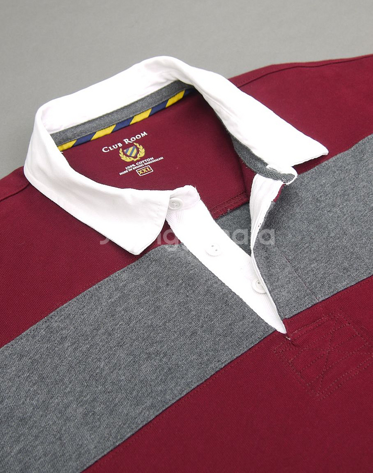 CLUB ROOM Macy's 클럽룸 그레이&버건디 럭비셔츠XXL 105 럭비티 카라티 폴로랄프로렌 프레피 아이비룩--3