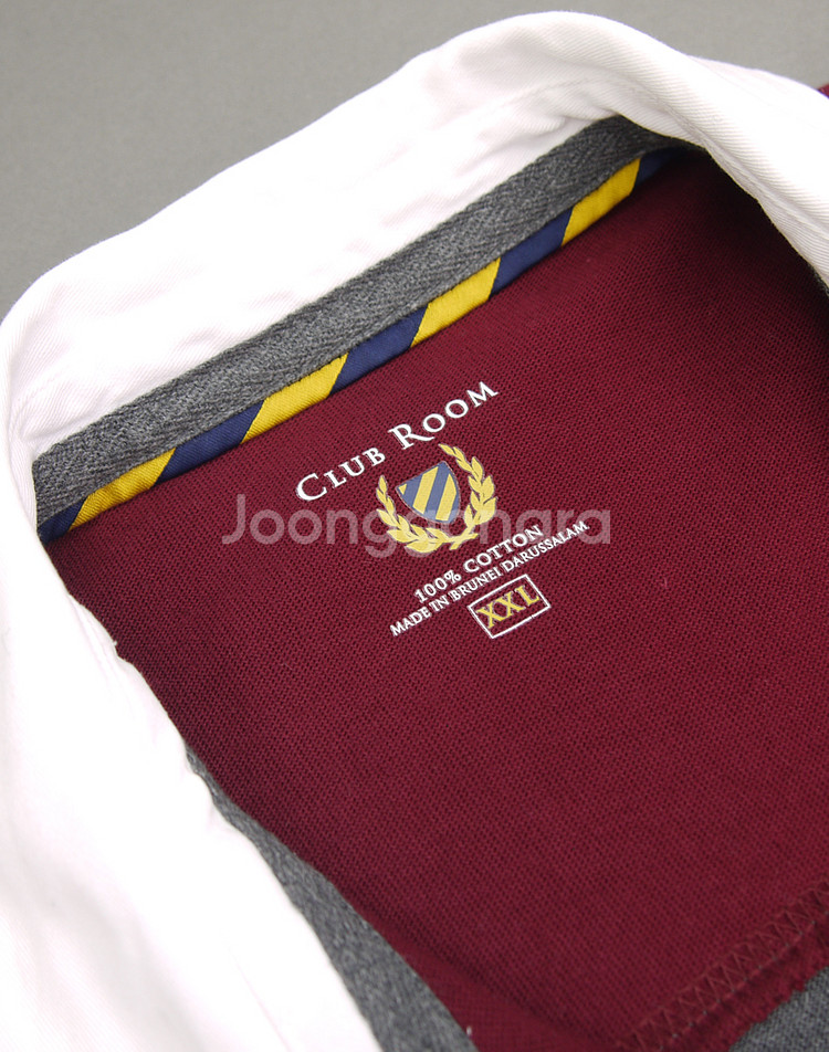 CLUB ROOM Macy's 클럽룸 그레이&버건디 럭비셔츠XXL 105 럭비티 카라티 폴로랄프로렌 프레피 아이비룩--7