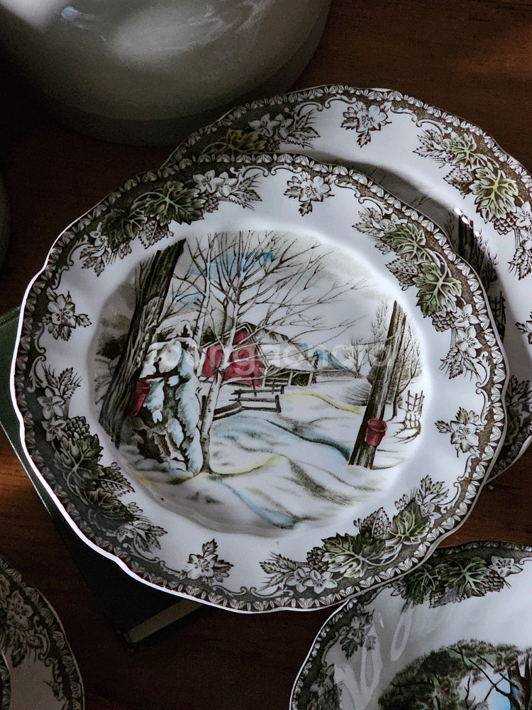 영국 빈티지 존슨브로스 빌리지 접시--0