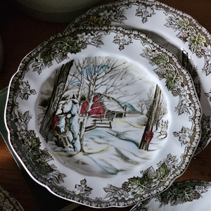 영국 빈티지 존슨브로스 빌리지 접시