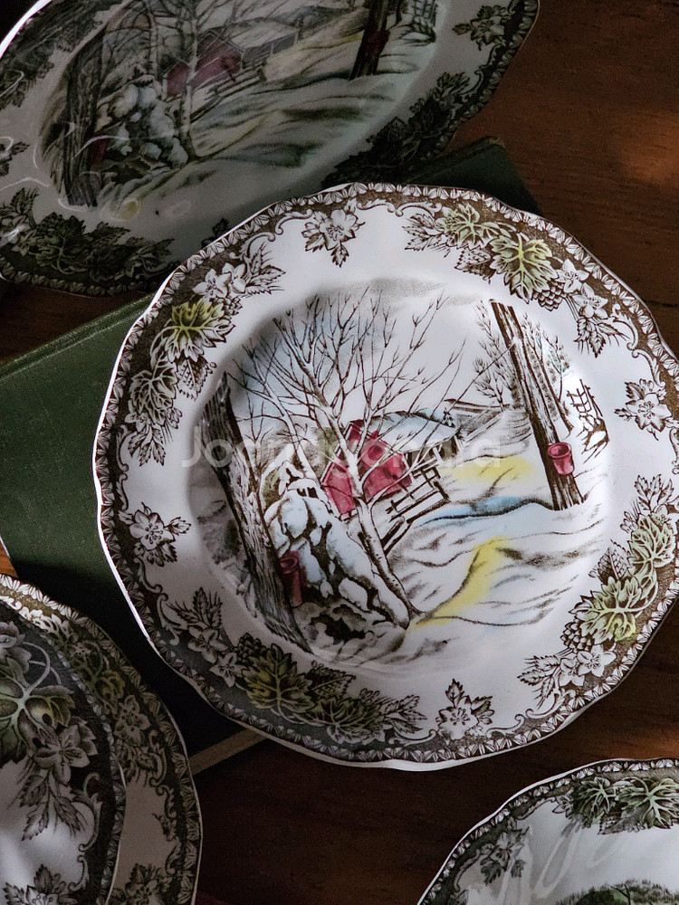 영국 빈티지 존슨브로스 빌리지 접시--1