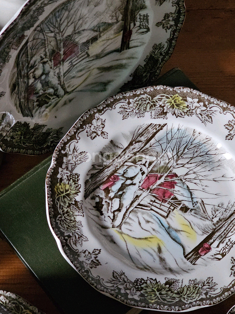 영국 빈티지 존슨브로스 빌리지 접시--4