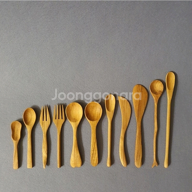 티크 우드 원목 나무 커트러리 스푼 포크 버터나이프 머들러--0