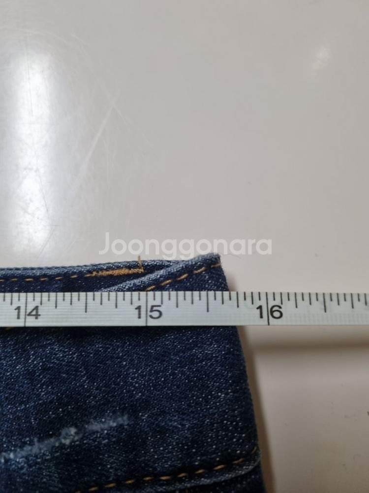 31)플랙진 가죽패치 워싱 스판 페인팅 크롭팬츠 청바지--7