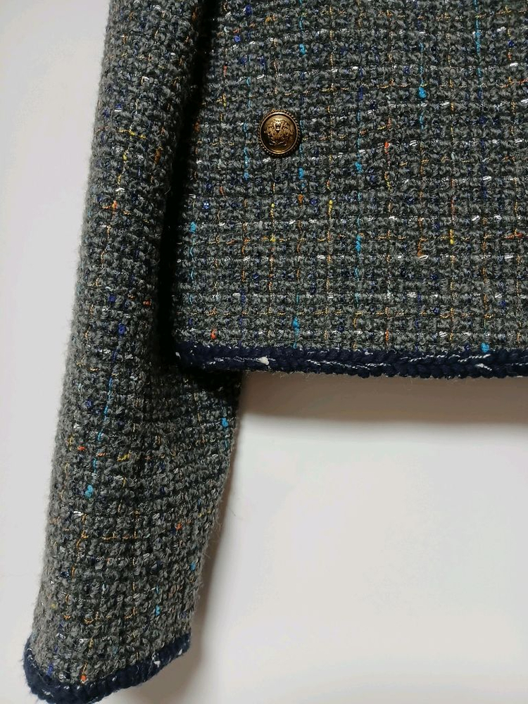 신상 미사용 산드로 컬러 트위드 숏 자켓--6