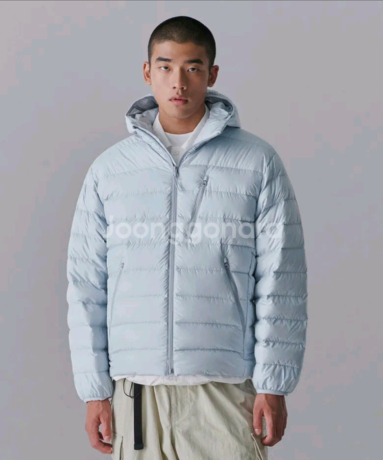 새상품) 무탠다드 시티 레저 후디드 라이트 다운 재킷 클라우디 블루 M 판매--1