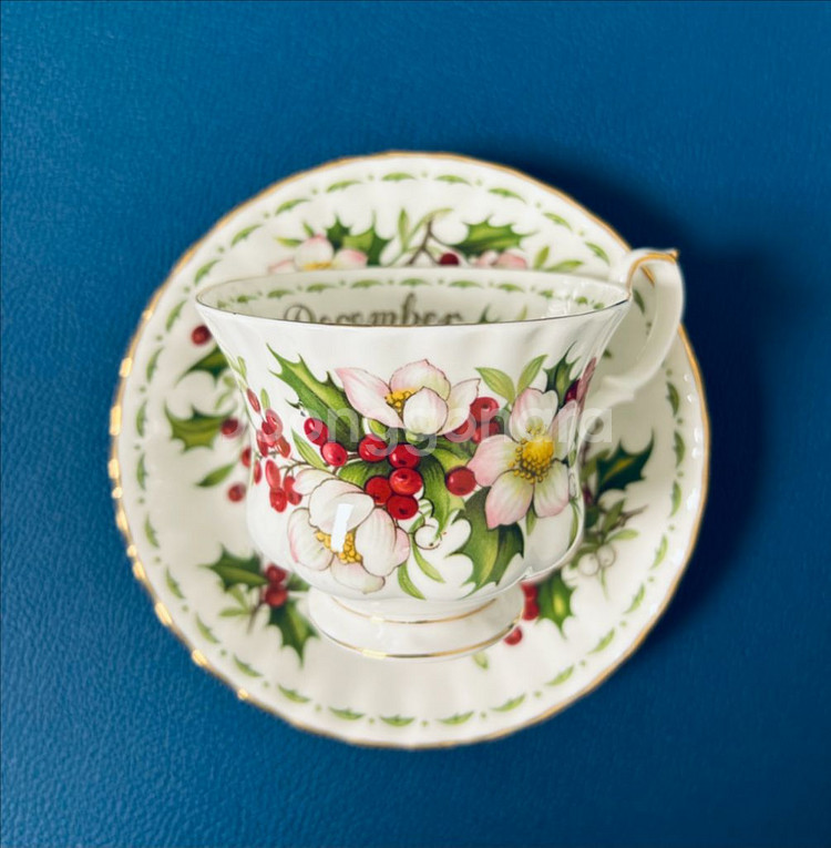 빈티지 로얄 알버트 이달의 꽃 시리즈 중 12월 크리스마스 로즈 찻잔--4