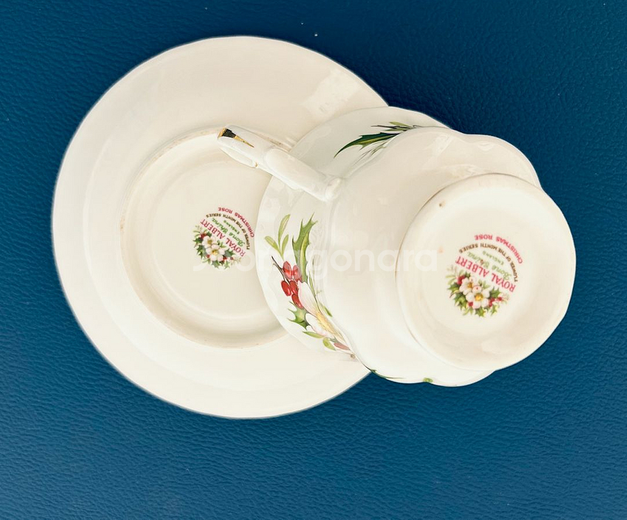 빈티지 로얄 알버트 이달의 꽃 시리즈 중 12월 크리스마스 로즈 찻잔--7