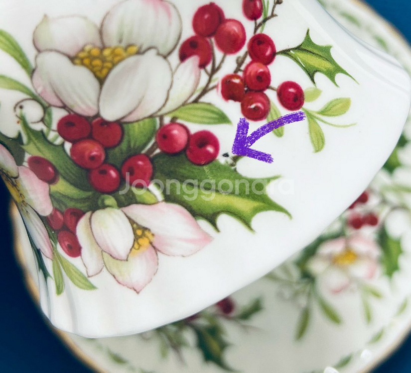 빈티지 로얄 알버트 이달의 꽃 시리즈 중 12월 크리스마스 로즈 찻잔--8