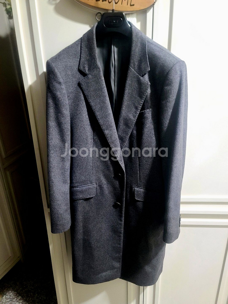 솔리드옴므 / 이태리 캐시미어 100% 미드 그레이 싱글 코트 / 105--5
