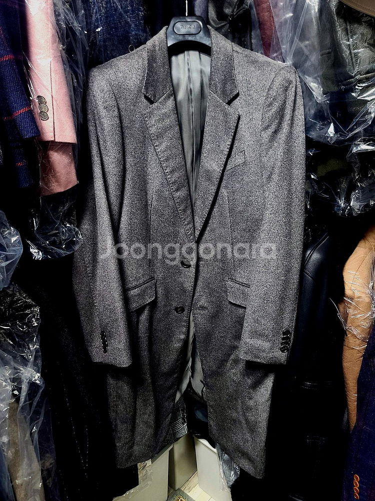 솔리드옴므 / 이태리 캐시미어 100% 미드 그레이 싱글 코트 / 105--9