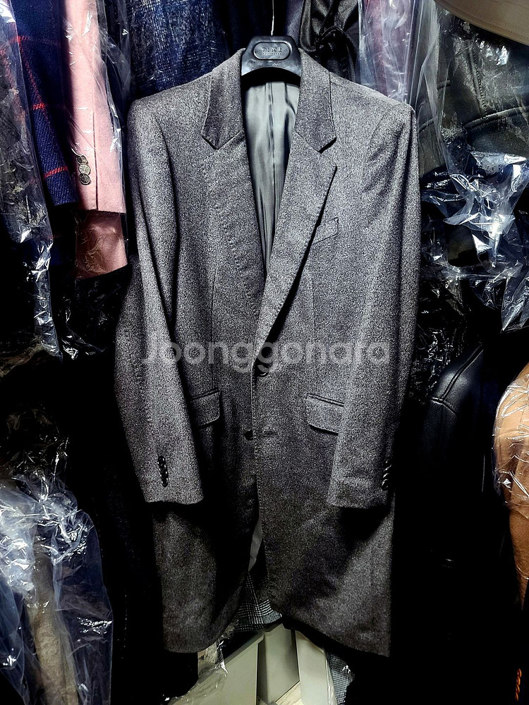 솔리드옴므 / 이태리 캐시미어 100% 미드 그레이 싱글 코트 / 105--0