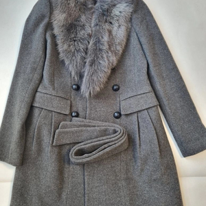 에고이스트 여성 폭스퍼 모직 코트(여우털)