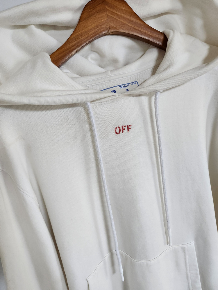 M 오프화이트 스텐실 애로우 남성 후드티 OMBB034E20FLE004 이미지