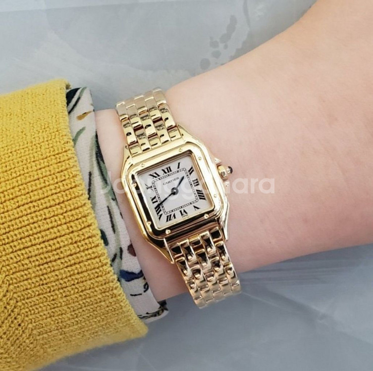 까르띠에 팬더 금장 워치 옐골 금통--1