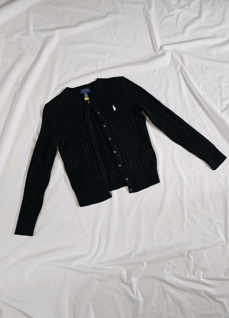 [L(12-14)] 폴로 키즈 랄프로렌 미니 케이블 코튼 가디건 블랙 이미지