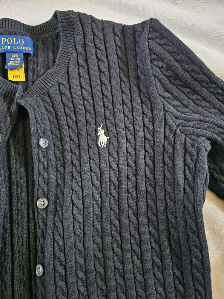 [L(12-14)] 폴로 키즈 랄프로렌 미니 케이블 코튼 가디건 블랙 이미지