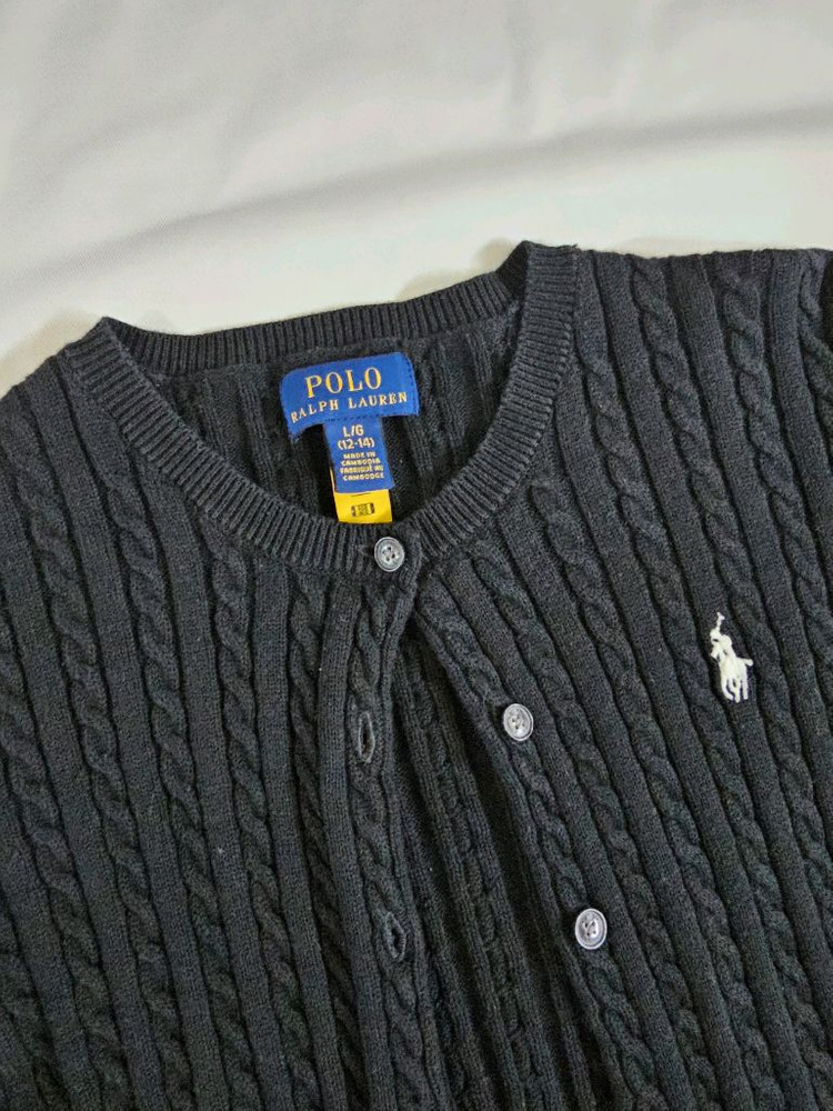 [L(12-14)] 폴로 키즈 랄프로렌 미니 케이블 코튼 가디건 블랙 이미지