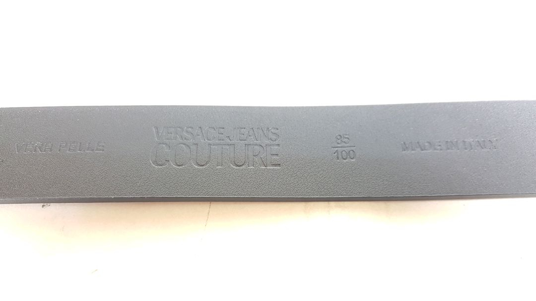 베르사체진스 V 엠블럼 원형 버클 남성 가죽 벨트--4