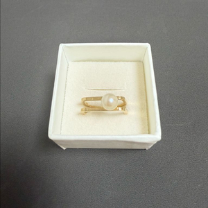 14k 우아한 진주 두줄 반지