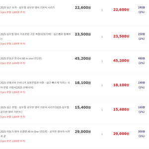 공단기 2025년 국어, 영어, 한국사 교재 판매합니다.