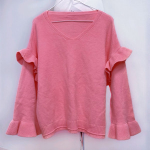 [새상품]엄청 보들한 여성 핑크 프릴 브이넥 니트(M,55,66,77)가을 겨울 롱원피스 자켓 코트 경량 조끼 패딩