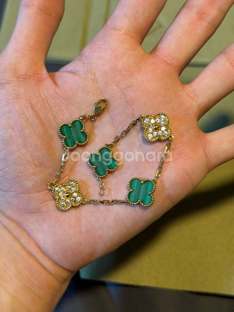 18k 원석(말라카이트), 천연다이아 팖찌--1