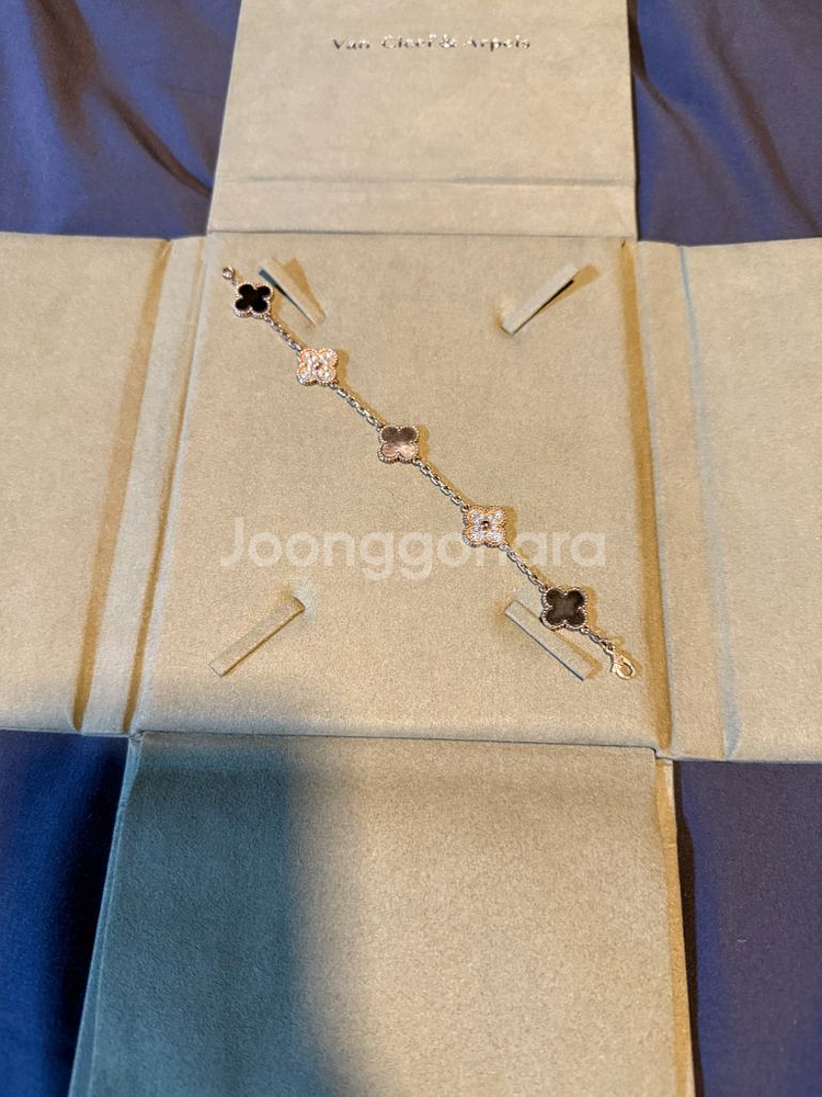 18k 원석(그레이마더오브펄), 천연다이아 팔찌--0