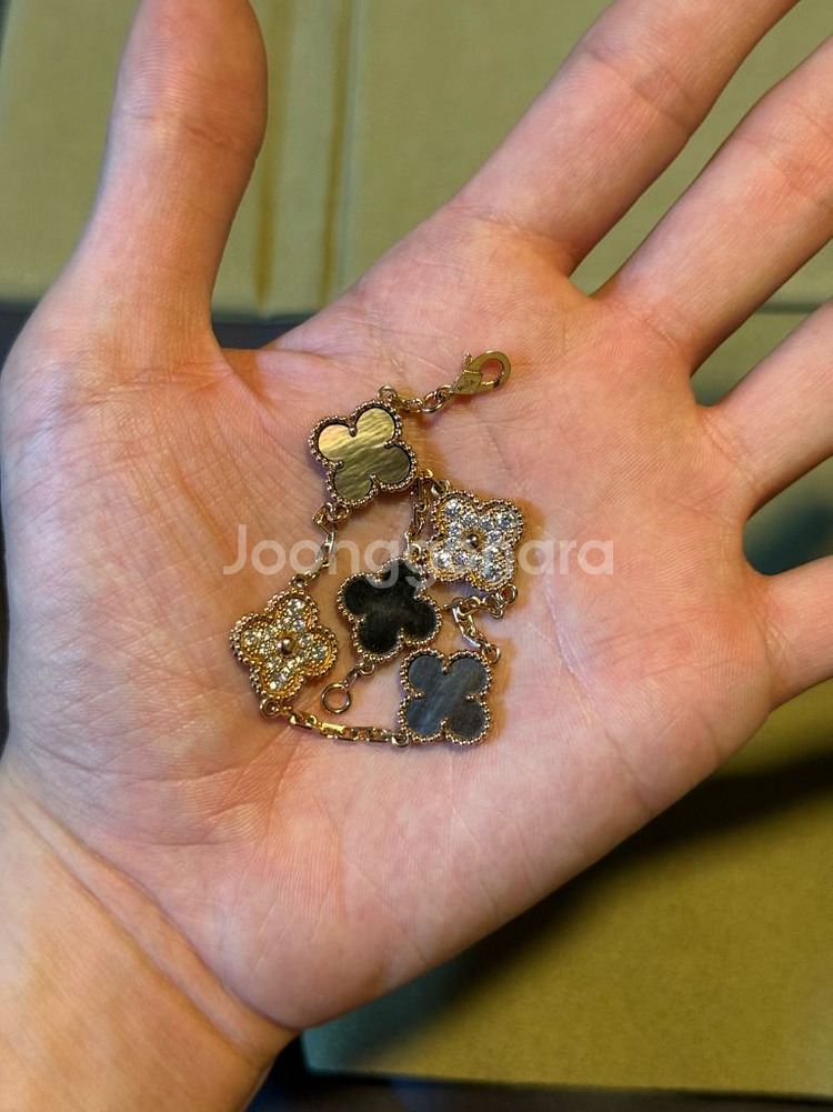 18k 원석(그레이마더오브펄), 천연다이아 팔찌--1