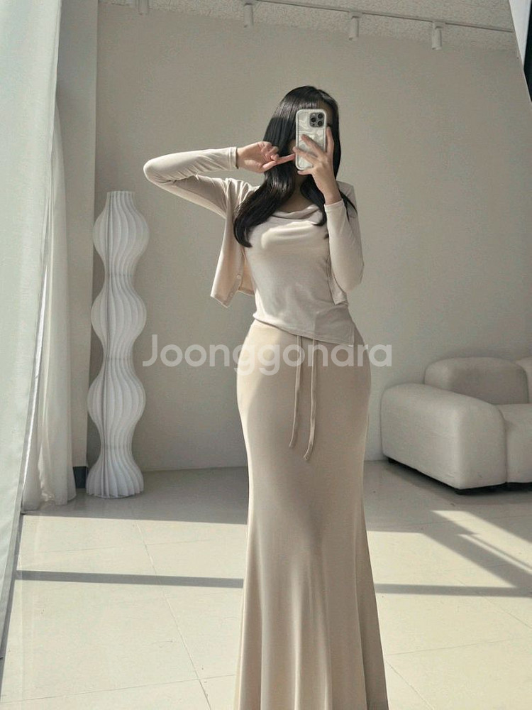 수입의류 드레이프 셔링 나시 가디건 세트 (어깨패드)--2