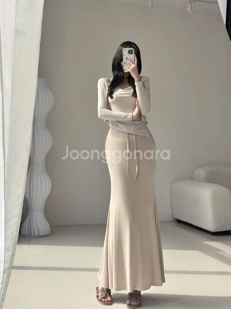 수입의류 드레이프 셔링 나시 가디건 세트 (어깨패드)--3