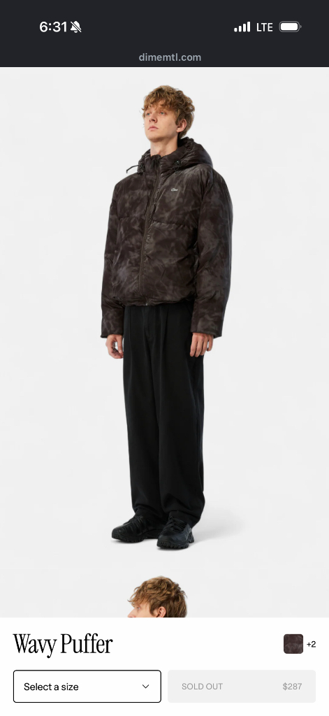 dime 패딩 푸퍼 스모크브라운 xl 새제품 이미지