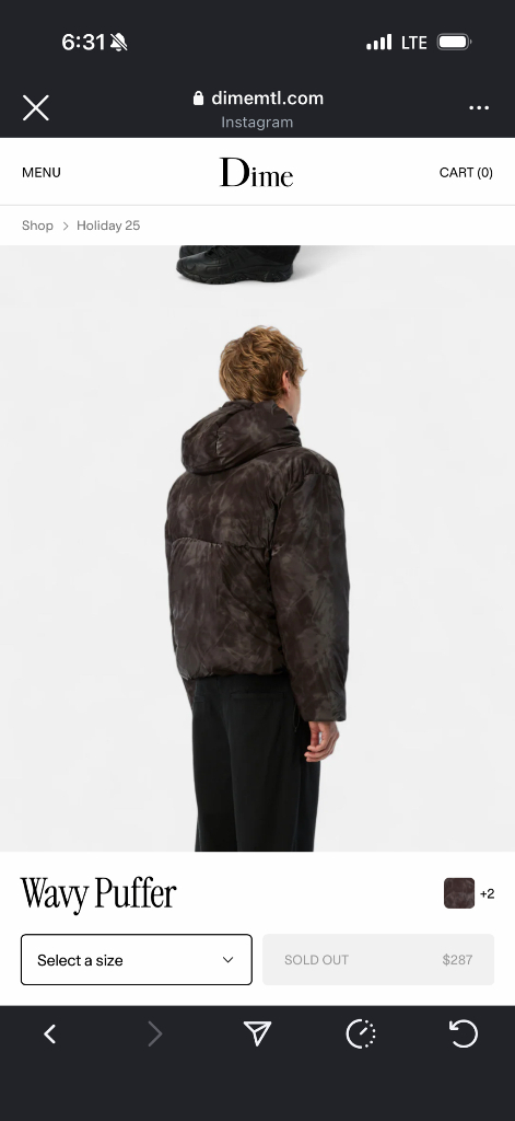 dime 패딩 푸퍼 스모크브라운 xl 새제품 이미지