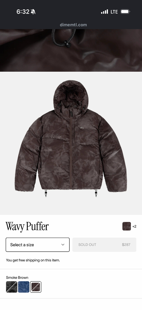 dime 패딩 푸퍼 스모크브라운 xl 새제품 이미지