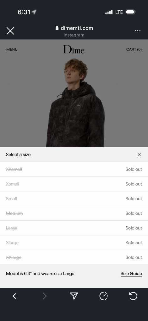 dime 패딩 푸퍼 스모크브라운 xl 새제품 이미지