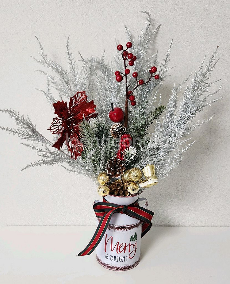 새상품)철제화병 풍성한 크리스마스 조화--0